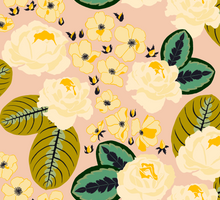 Load image into Gallery viewer, Tropical maranta foliage and roses giftwrap in yellow, cream and white with green by Kate Blairstone
