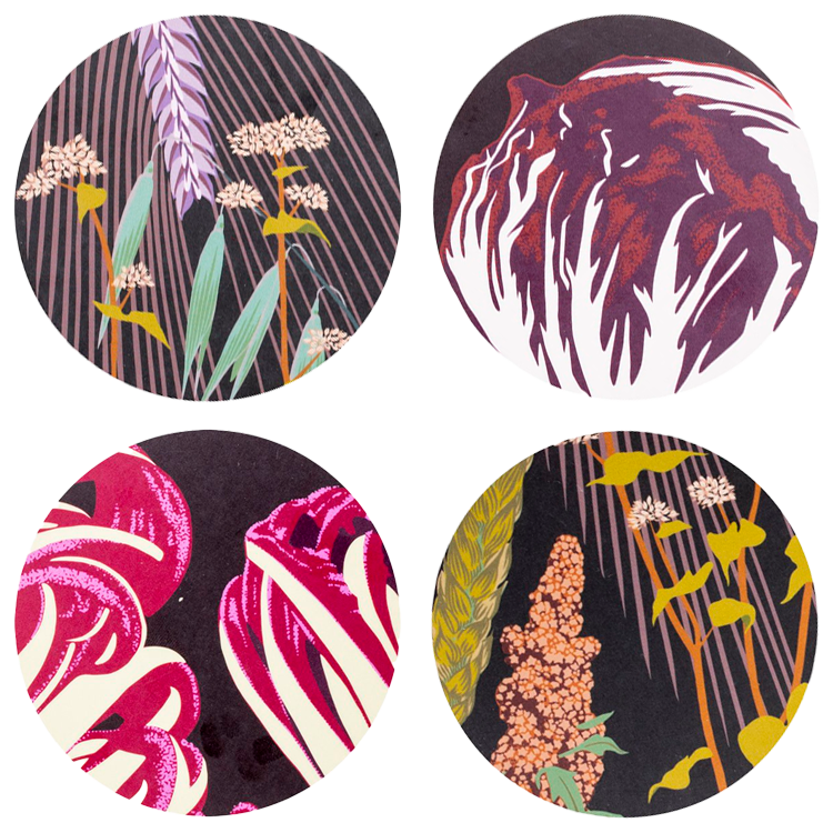 Grains and Radicchio Coasters by Kate Blairstone
